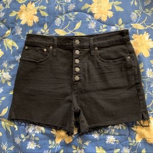 NWT Madewell Button Front Black Denim Shorts